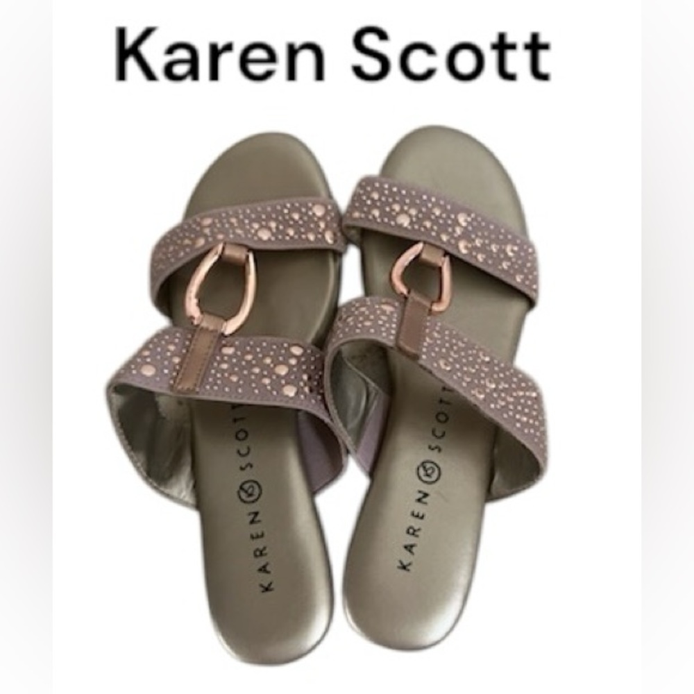 💖 Karen Scott Womens Eanna Sandals Embellished Kitten Heels | Size 5M
